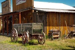 an old cargo wagon in the street