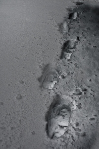 foot prints in the snow